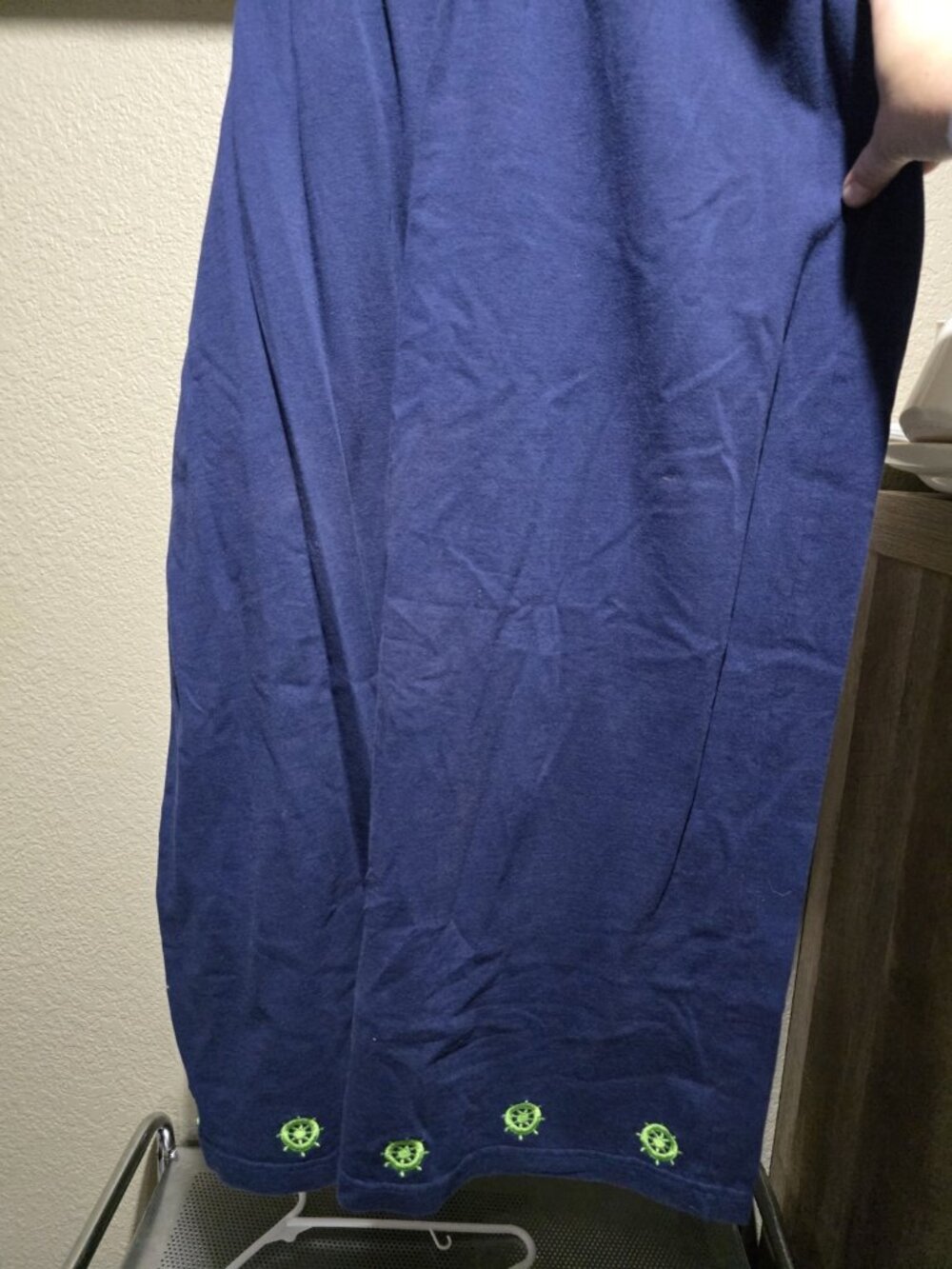 Quacker Factory Blue Nautical Lomg Skirt Women's 1X Elastic Waistband